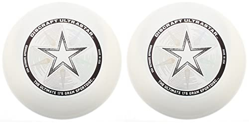 Discraft Ultra-Star Ultimate Frisbee 175 Gram Championship Disc - White (2-Pack)