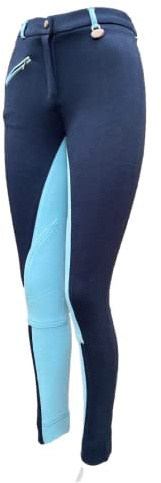 Gallop Quality - Pantaloni Jodhpur da equitazioni, Unisex, (Navy/Blu Cielo), 32 Misura 16 da Donna