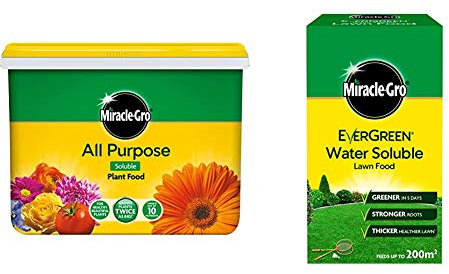 Miracle-Gro All Purpose Water Soluble Plant Food Tub, 2 kg & Water Soluble Lawn Food, 1 kg