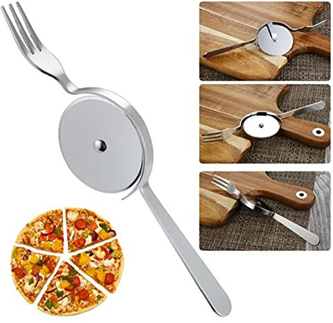 Gabel Pizzaschneider Pizza Edelstahl Roller Gabel Combo Leichtrollschneider Cutting Pie Küche