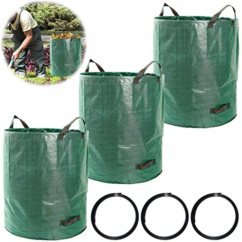 Tamseen 3 Pack Sacs à Déchets De Jardin, Pop Up Garden Bag, Sacs Poubelle Résistants en PP, Sacs à Déchets De Jardin Réutilisable Sacs De Jardin Avec Poignées Pour La Plantation De Pépinière