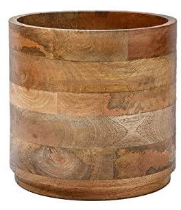 Serene Spaces Living Large Mango Wood Cachepot, Natural Wooden Pot for Faux Flowers & Plants, Potted Indoor Plants, Rustic Home, Office, Restaurant Decor, Measures 9 Diameter & 8.5 Tall