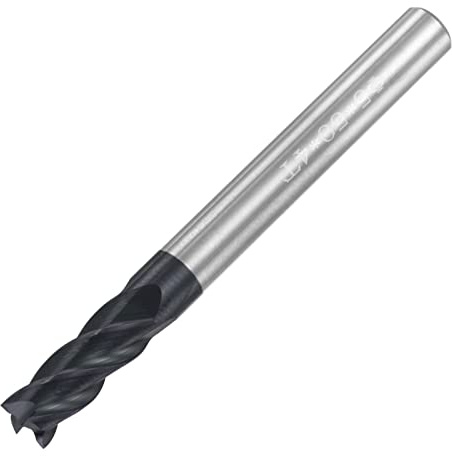 sourcing map Square Nose End Mill, 5mm Tip Dia Solid Carbide AlTiN Coated CNC Router Bits 4 Flute Spiral Milling Cutter HRC45 with 5mm Shank 50mm (2-inch) Length