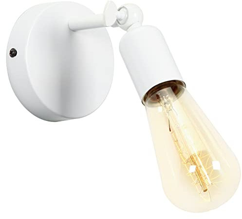 Applique da parete E27 Vintage Lampada da Parete Industriale Orientabili 240° Faretti da Parete Metal Lampada da Soffitto per Camera da Letto Soggiorno Tavolo da Corridoio Max 60W (Bianco, 1 pezzo)
