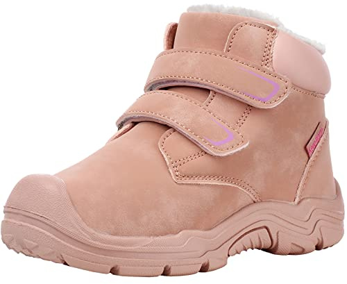 zpllsbratos Kids Girls Boys Winter Snow Boots Fur Lined Warm Ankle Boots Non Slip Outdoor Hiking Trekking Shoes(Pink,Label 38-Big Kid US 6)