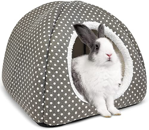 Tierecare Rabbit Hideout Large Bunny Bed Washable Rabbit House and Hideout Fleece Guinea Pig Hiding Hut for Indoor Bunnies Small Animal Hideaway