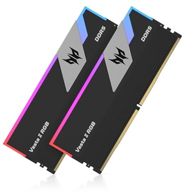 Acer Predator Vesta II DDR5 Up to 6000MHz 32GB (16GBx2) RGB RAM CL30 Intel XMP 3.0 & AMD EXPO Compatible Computer Memory PC5-48000 Black - BL.9BWWR.327