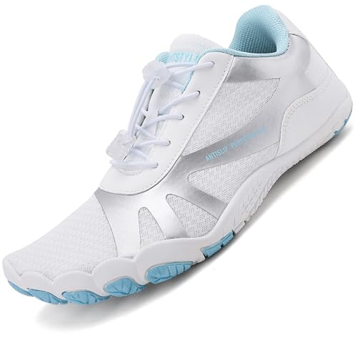 Sixspace Badeschuhe Herren Damen Barfußschuhe Wasserschuhe Strandschuhe Fitnessschuhe Sport Traillaufschuhe BarfussSchuhe Atmungsaktive rutschfeste Aquaschuhe(Weiß,38 EU)
