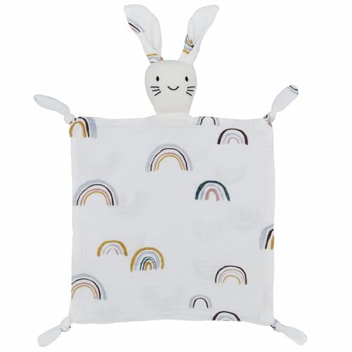 FenFang Baby Schmusetuch, Musselin Schnuffeltuch Weich, Kuscheltuch Kuscheltier Schnuffeltücher Trösterchen Baby Spielzeug Geschenk Mädchen Jungen Kleinkinder Neugeboren ab 0 Monaten (Weißer Hase)