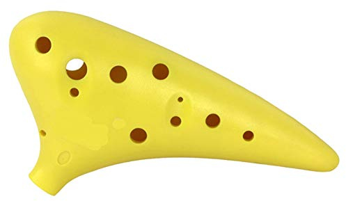 LEIXIUSM 12 Hole Alto C Ocarina Vessel Flute ABS Material Sweet Potato Shape with 2 Protective Bags Musical Gift for Beginners(Color:Yellow)