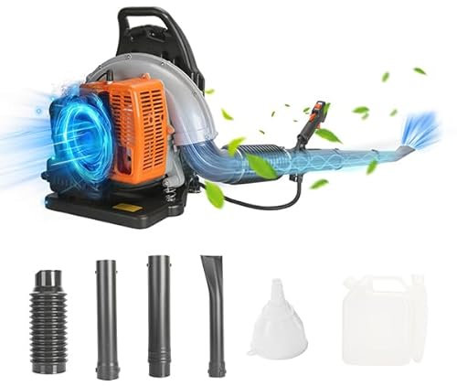 tinysiry Soplador de hojas de gasolina de 63 cc, 665 CFM, 3 HP, soplador de hojas de gas de 2 tiempos, soplador de nieve, mochila de gasolina, soplador de hojas de jardín para limpiar patios, hojas,