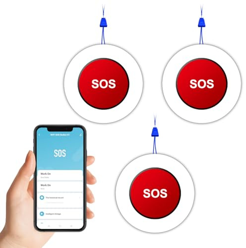 Wolf Guard TUYA Pulsante di emergenza SOS WiFi con cavo di trazione, per amico anziano disabile bambino, sistema di allarme sanitario Smartlife APP promemoria remoto (Stile del collo, set di 3)