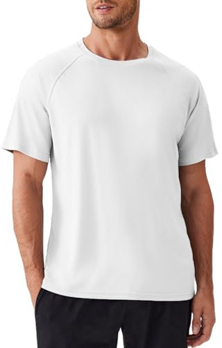 PINSPARK Sport T-tröjor herr UV skydd skjorta funktionell skjorta kortärmad UPF 50+ solskydd sportskjorta snabbtorkande träningströja andningsaktiv löpartröja Rashguard, Vit, S
