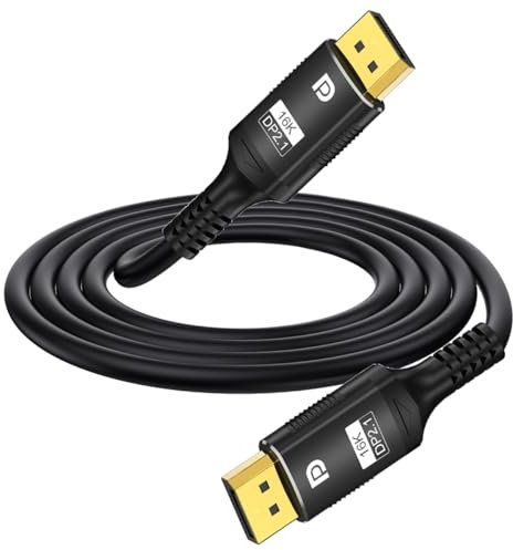 HUHANGGod Cavo DisplayPort 2.1 16 K, supporto cavo DP a DP 80 Gbps 16 K @30 Hz, 8 K @120 Hz, 4 K @240 Hz 3HDR, DSC 1.2a, FreeSync G-Sync per gaming monitor, computer portatile, TV (2 metri)