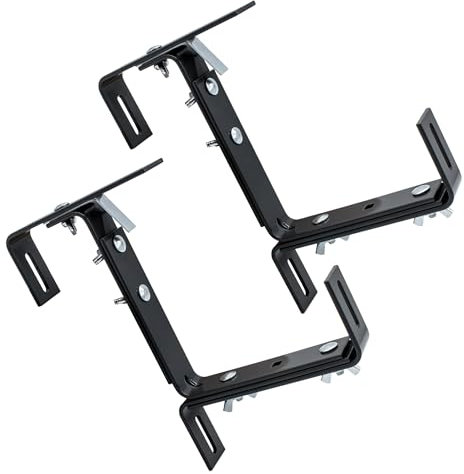 Blumenkasten Halter Vario grau verstellbar - 2er Set - Metall Halterung für Geländer von 4-15 cm Breite - Balkongeländer Mauer Pflanzkasten Haken variabel