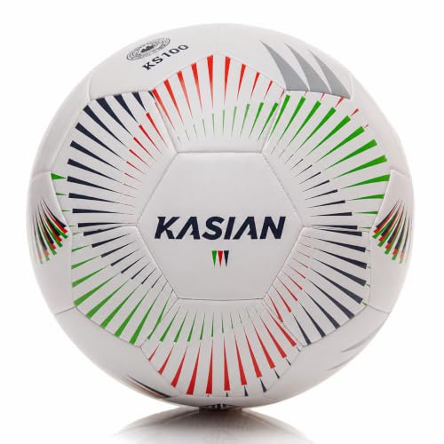 KASIAN Balón Fútbol Club KS100, Unisex, Tecnología de Recuperación y Presión Constante, Ideal Entrenamiento de Alto Rendimiento, TPU, Acabado Brillante, Color Blanco