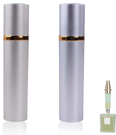Vidsmow 2PCS Portable Perfume Atomiser, Refillable Mini Travel Perfume Spray Bottles, 8ml Matte Gold & Matte Silver Perfume Atomisers with Bottom Pump, Leak-Proof Design for Travel, Flight-Safe