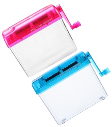 NIYANGLE Distruggidocumenti Manuale Portatile da Ufficio Domestico Mini Macchina Trituratrice A6 per Documenti Sensibili Set 2 Pezzi Rosa e Blu Compatta per Scrivania e Viaggi
