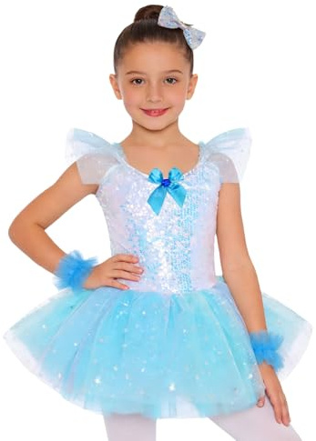 XUNZOO Robe De Ballet Danse Fille Costume pour Enfants Tutu Danse Classique Tutu Ballet pour Filles Robe avec Paillettes