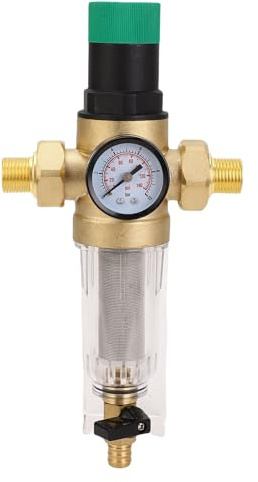 Zerodis Regolatore di Pressione Dell'acqua in Ottone da 1/2 Pollice con Filtro di Controlavaggio a Livello di Micron e Filtro in Acciaio Inossidabile per la Protezione
