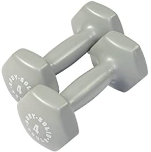 Body-Solid Tools BSTVD4PR Vinyl Dumbbells 4lb - Pair, Light Grey