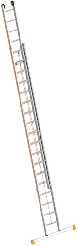 Layher 1037018 Seilzugleiter Topic, Aluminiumleiter 2x18 Sprossen, zweiteilig, ausziehbar, Länge 9.30 m