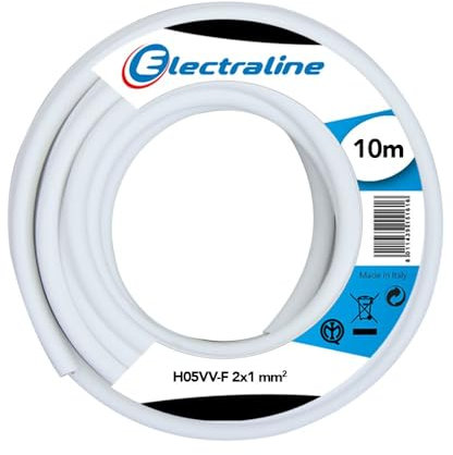 Electraline 11421, Cable para Extension Electrica H05VV-F, Sección 2G1 mm, 10 mt, Blanco