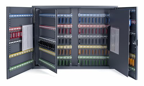 Pavo - Key Cabinet for 300 Keys , Size : 14x55x73 cm - Dark Grey / 300 Key Rings Included