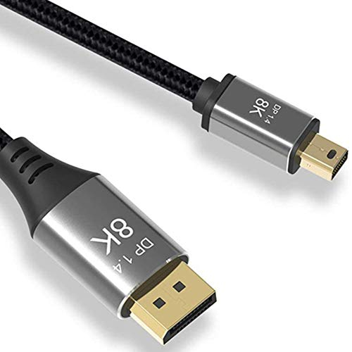 CableDeconn Mini DP zu DisplayPort 8K-Kabel 3m 8K@60Hz 4K@144Hz Display Port 1.4 Bidirektionales Getriebe Mini DisplayPort Kompatibel mit Macbook Pro Surface Pro