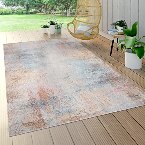 Paco Home In- & Outdoor-Teppich Für Balkon Terrasse, Kurzflor Mit Used-Optik In Bunt, Grösse:80x150 cm