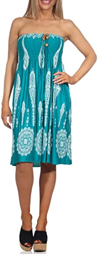 ZARMEXX Abito estivo da donna, con allacciatura al collo, mini abito da spiaggia, turchese, 40-46