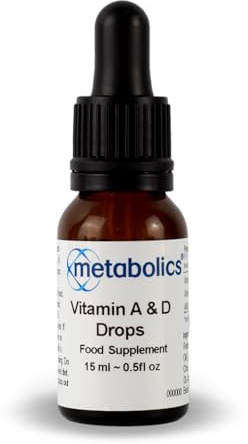Metabolics Vitamin A & D Liquid | Essential Kids Vitamin D Drops - D3 Supporting Normal Vision, The Immune System & Maintaining Normal Bones - Made in The UK