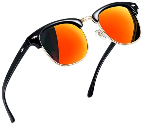Joopin Polariserade Solglasögon Män Kvinnor Halvram Retro Classics Damer Rektangulära Solglasögon Herr Unisex UV400 Skydd | Klassiska Fyrkantiga Solglasögon Herr Dam Körning Vardagligt Bruk blank