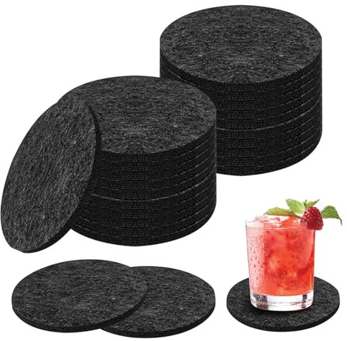 ZYNERY 40 Stück 10cm Dunkelgrau Filzuntersetzer, rutschfest Und Hitzebeständig Untersetzer, Die Für Tassen, Kerzen, Getränke Usw Filzuntersetzer Rund, Zu Hause, In Bars, Cafés Verwendet Werden Können