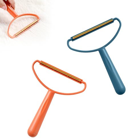Neoreser 2 Stück Tragbarer Fusselrasierer, Fusselentferner, Tierhaarentfernungsbürsten Werden Verwendet, um Flusen von Kleidung, Sofas und Teppichen zu Entfernen(Blau und Orange)
