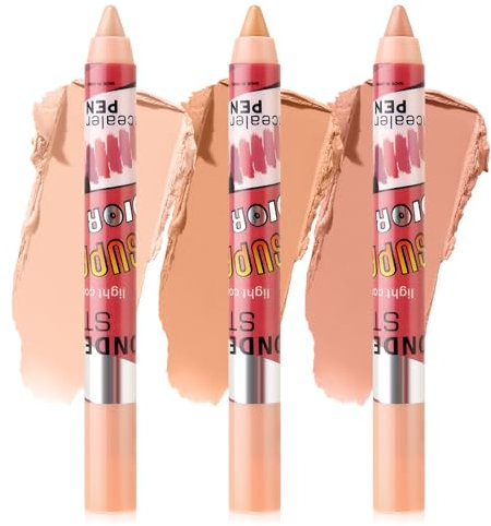 Boobeen 3 Pcs Crayons Correcteurs, Stick Contour Highlighter Stylo Anti-cernes Crémeux et Mat à Usage Multiple Stick de Maquillage Visage Waterproof, Longue Tenue