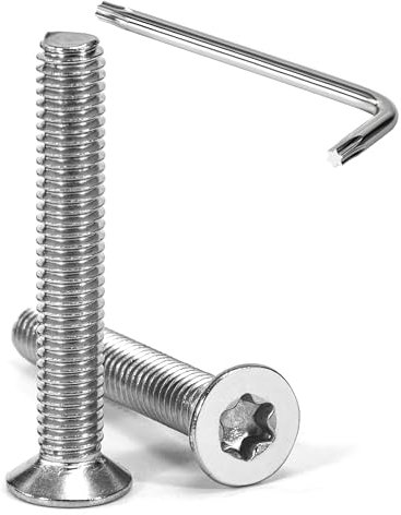Tunejoy Tornillos de Cabeza Avellanada Torx M6 x 40 mm Tornillo Avellanado Mecánico de Acero Inoxidable A2 V2A con T30 llave Rosca Completa 20 Piezas