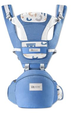 SONARIN 3 en 1 Transpirable Mochila Portabebés con Asiento de Cadera,Portabebé Multifuncional Ergonómico Portador de Bebé Multiposición para Recién Nacidos 0-36 Meses(Azul)