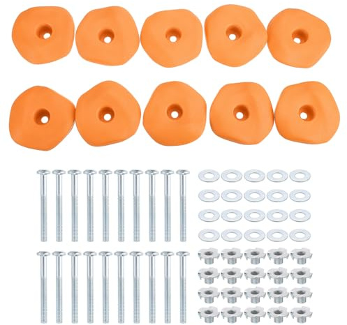 PATIKIL Rock Climbing Holds, 10 Pcs Climbing Rock Wall Grips Play Set Climber Attachments with Single Holes for Playground Accessories Indoor Outdoor Tree Training, Yellow-C