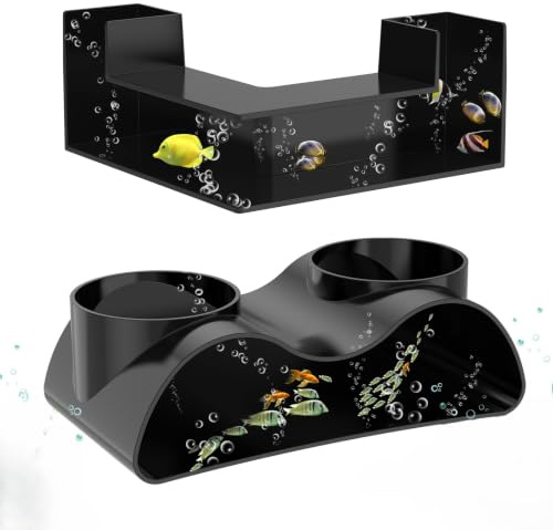 Túnel de peces, 2 tamaños para acuario, túnel subterráneo, cuevas de peces, 17,6/12,5 cm, camarones de plástico para ocultar acuario, túnel con 2 entradas, cueva escondite, visión de 360 °