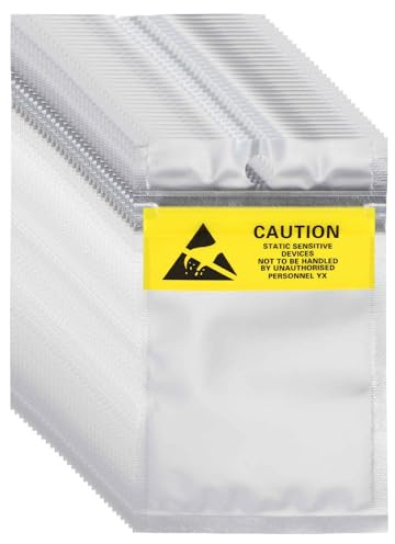 MECCANIXITY 100 Pcs Anti Static Bags 2.8 x 4.5 Resealable ESD Shielding Bag with Labels for Hard Drive HDD SSD Electronic Device Motherboards, Silver