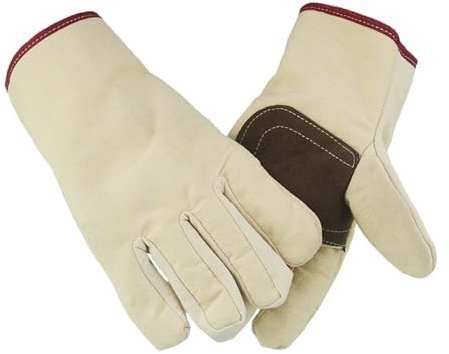 10 pares de guantes trabajo seguridad for soldadura lona con refuerzo piel vaca en la palma forro grueso resistente al desgaste y antideslizante