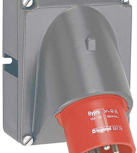 Fiche inclinée Hypra 16A - 3P+N+T - 380V~ à 415V~ plastique - IP44