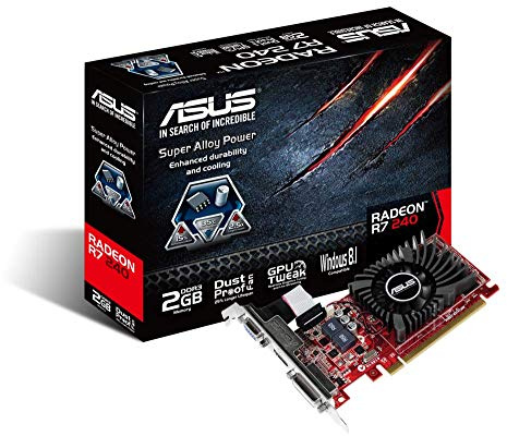 ASUS AMD Radeon R7 240 2 GB DDR3 Graphics Card (PCI Express 3.0, HDMI, DVI-D, 128-Bit, Dust-Proof Fan, GPU Tweak Utility)