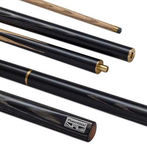 POWERGLIDE Exios Hand Spliced Ash Snooker Cue 3/4 Jointed 18 oz Black