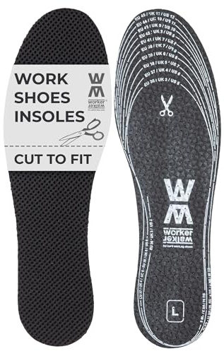 Semelles de chaussures pour hommes et femmes - 1 paire de semelles épaisses Super Active Pro pour chaussures et bottes de travail - Semelles confortables et respirantes Worker Walker - 36 EUR - 46 EUR