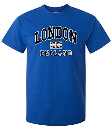 Snapit London England with Union Jack Souvenir Quality Printed T-Shirt… Royal Blue…