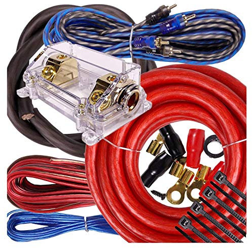 Kit de câblage Complet de 5000 W à 8000 W Gravité Calibre 0 Amplificateur PK2 0 GA Rouge – pour installateur et Bricoleur – Parfait pour Voiture/Camion/Moto/Camping-Car/VTT