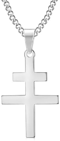 BOBIJOO Jewelry - Pendentif Collier Croix de Lorraine Patriarcale D'Anjou Résistance Française Acier 316L Argentée