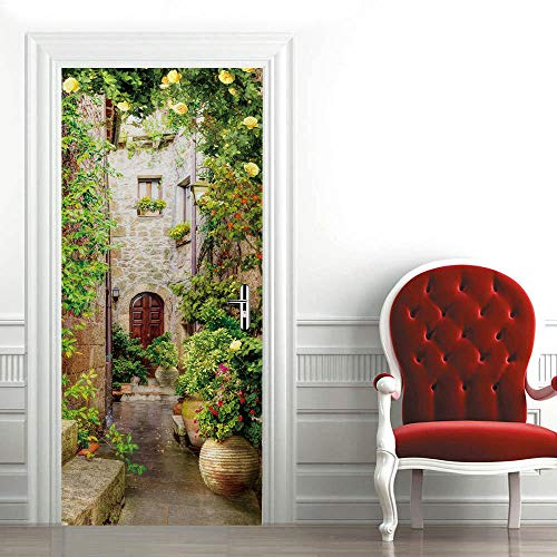 3d Pegatina Puerta Flores Y Plantas Mural Autoadhesivo DecoracióN Del Hogar Pegatinas De Pared Dormitorio Sala De Estar PóSter ExtraíBle Pegatinas ArtíSticas-Los 77x200cm